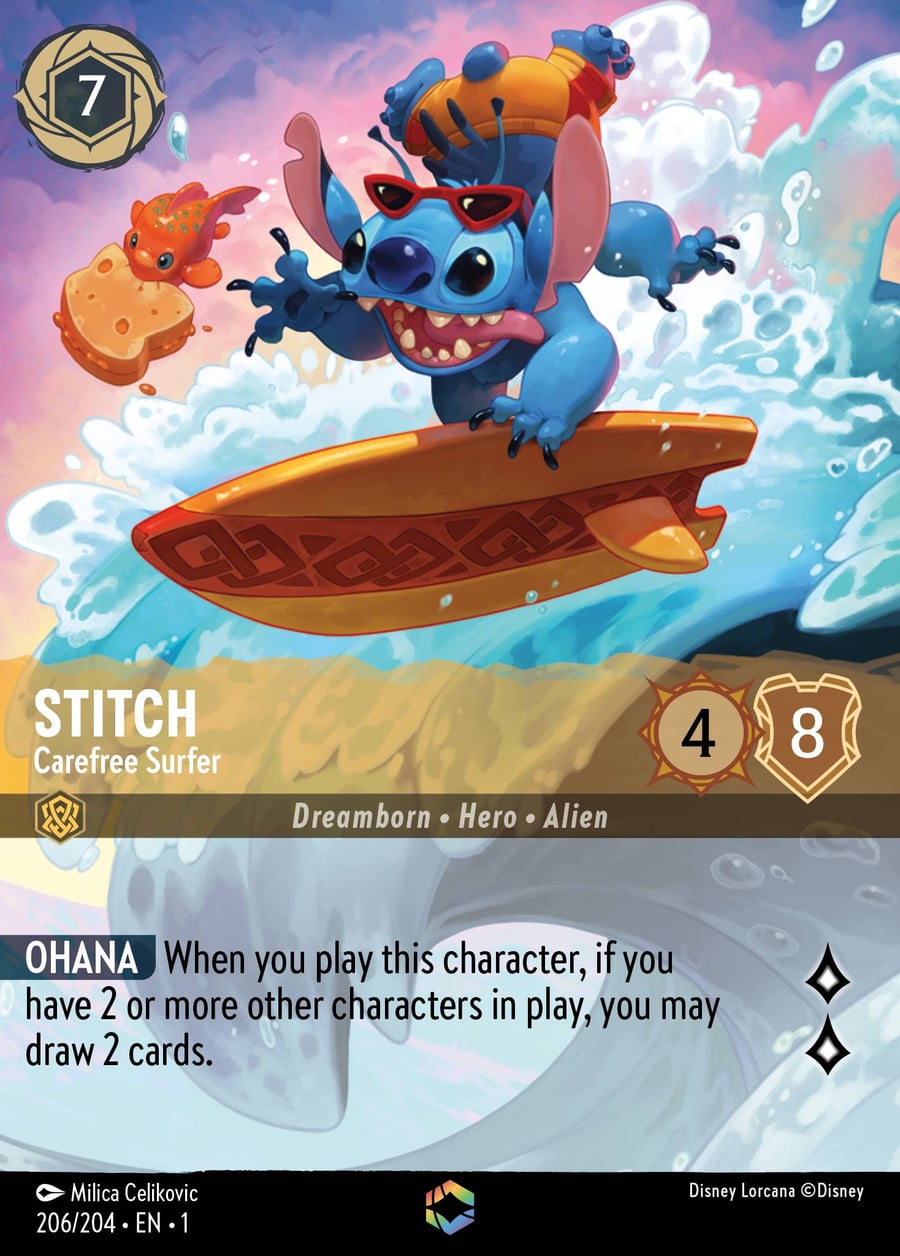 Stitch - Carefree Surfer card art