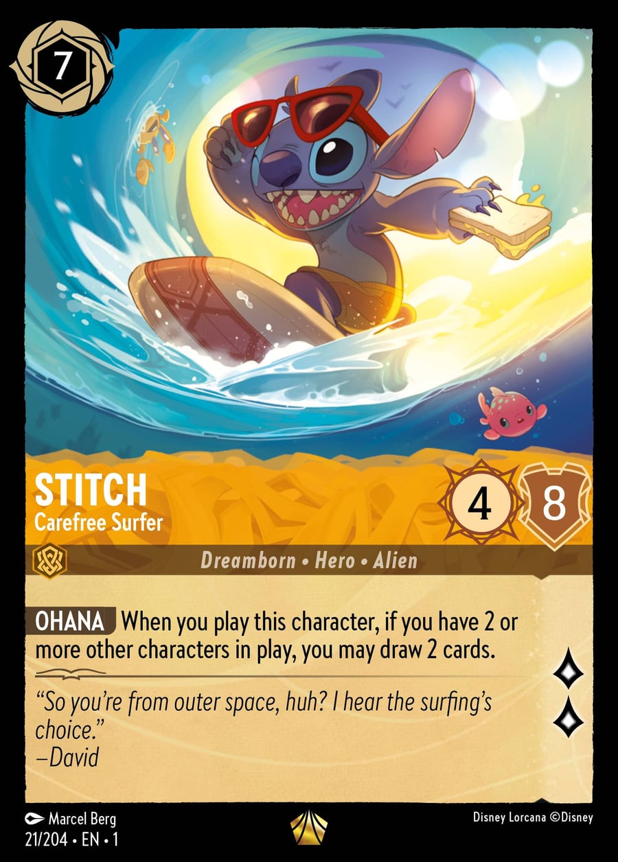 Stitch - Carefree Surfer card art