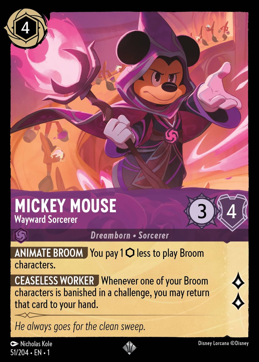 Mickey Mouse - Wayward Sorcerer card art