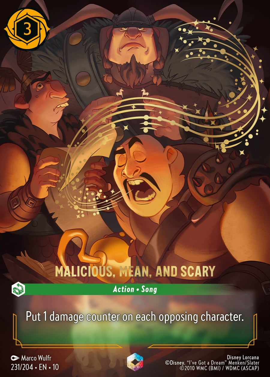 Malicious, Mean, and Scary card art