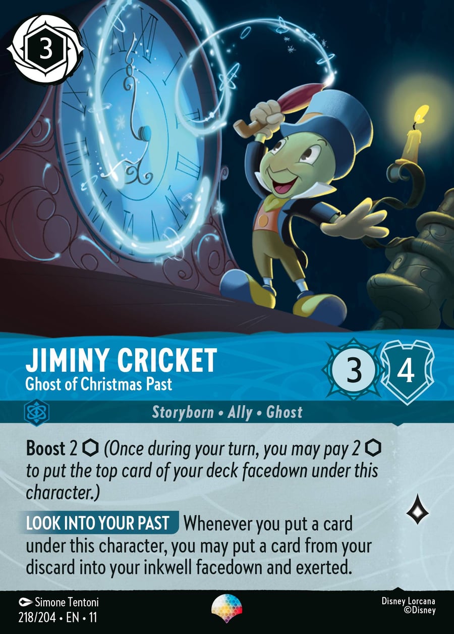 Jiminy Cricket - Ghost of Christmas Past card art