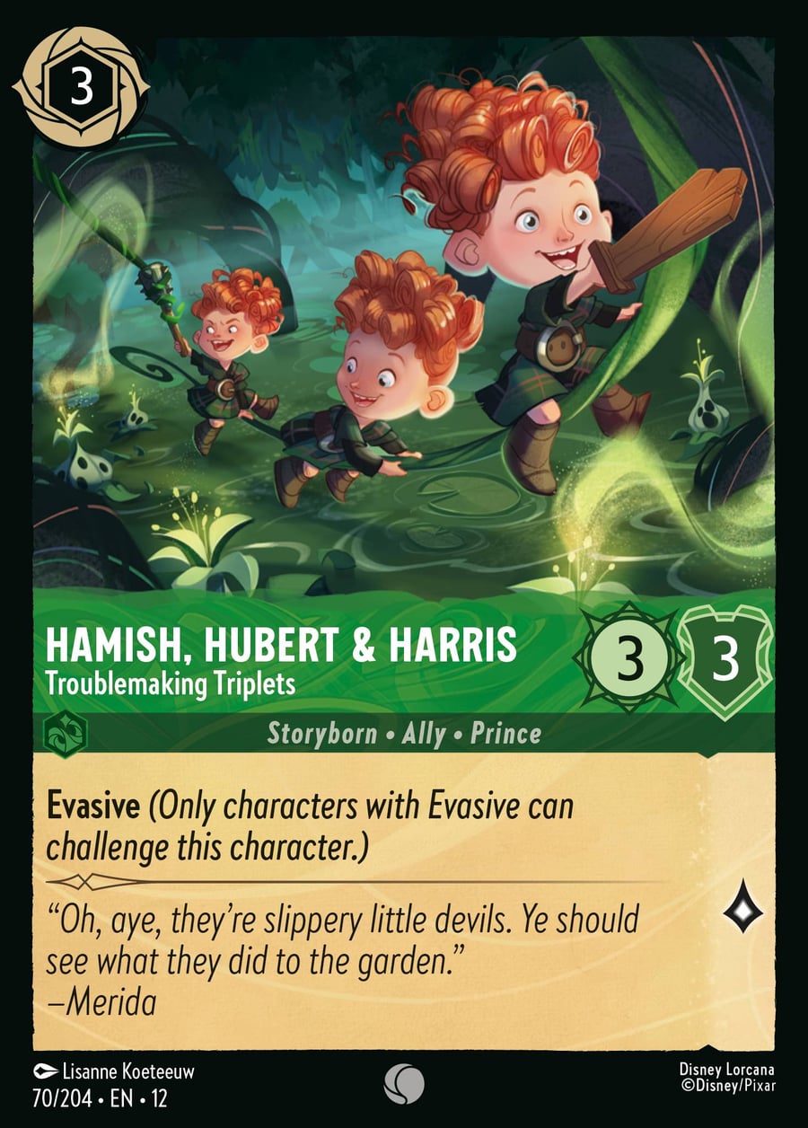 Hamish, Hubert & Harris - Troublemaking Triplets card art